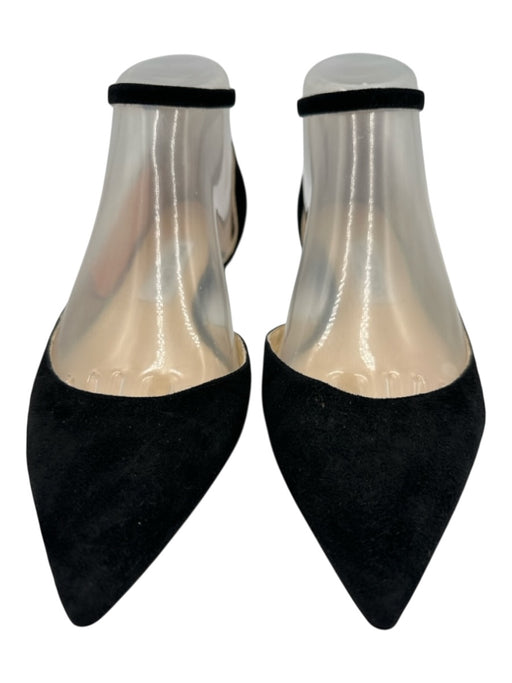 Jimmy Choo Shoe Size 38 Black Leather Suede Pointed Toe Ankle Wrap D'orsay Flats Black / 38