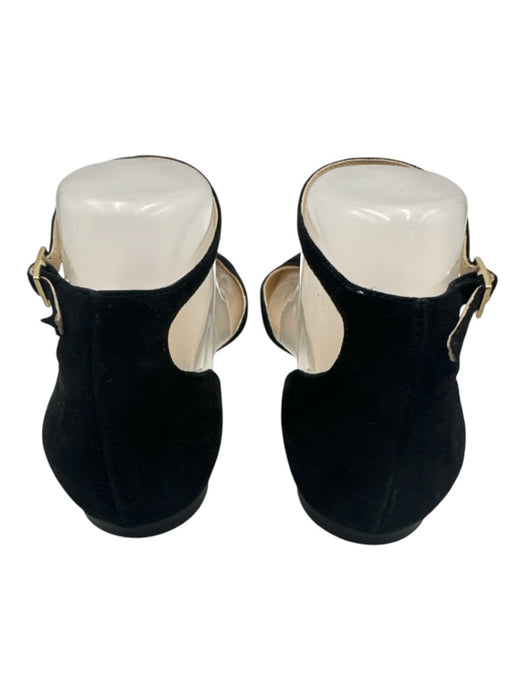 Jimmy Choo Shoe Size 38 Black Leather Suede Pointed Toe Ankle Wrap D'orsay Flats Black / 38
