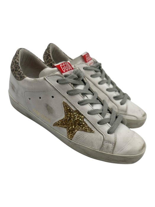 Golden Goose Shoe Size 38 White, Gold, Brown Leather Upper Round Toe Sneakers White, Gold, Brown / 38