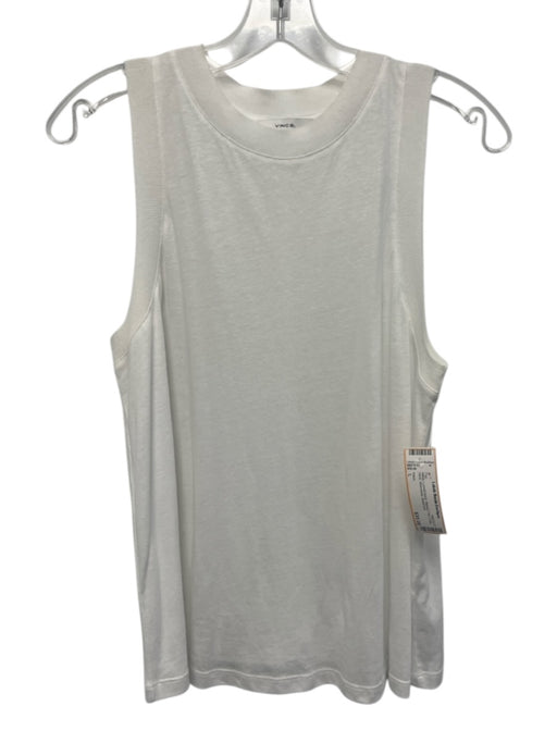 Vince Size L White Lyocell blend Ribbed Trim Crew Neck Sleeveless Top White / L