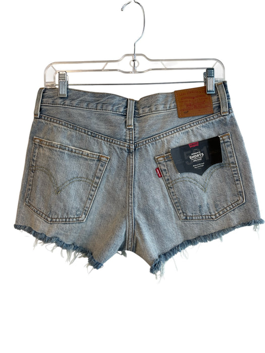 Levi's Premium Size 27 Blue 100% Cotton Denim Distressed Mid Rise Cut Off Shorts Blue / 27