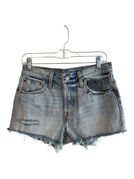Levi's Premium Size 27 Blue 100% Cotton Denim Distressed Mid Rise Cut Off Shorts Blue / 27