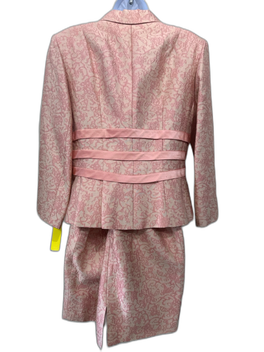 Kay Unger Size 10 Pink Silk Jacquard Hook Closure Above knee Skirt Set Pink / 10