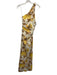 Faithfull the Brand Size 4 White, Yellow, Brown Linen One Shoulder Floral Dress White, Yellow, Brown / 4