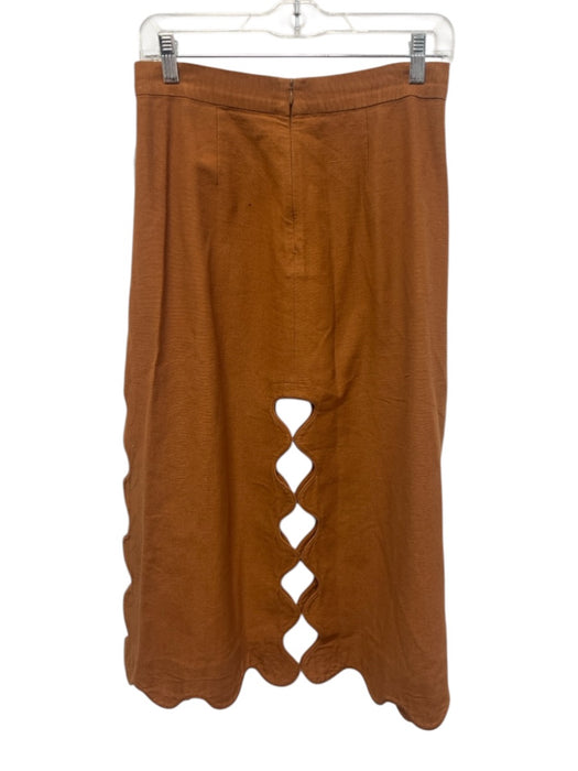 Sea New York Size 4 Burnt Orange Cotton Back Zip Cut Out Swirl Below knee Skirt Burnt Orange / 4