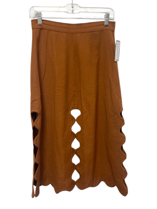 Sea New York Size 4 Burnt Orange Cotton Back Zip Cut Out Swirl Below knee Skirt Burnt Orange / 4