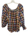 Hunter Bell Size S Burgundy, Blue & Multi Tencel Long Balloon Sleeve Checked Top Burgundy, Blue & Multi / S