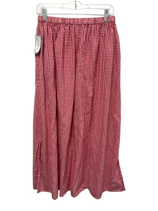 Playa Lucila Size S Red & White Cotton Checked Elastic Waist Side Slits Skirt Red & White / S