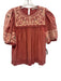 Ulla Johnson Size 2 Washed Red & Cream Cotton Short Balloon Sleeve Top Washed Red & Cream / 2