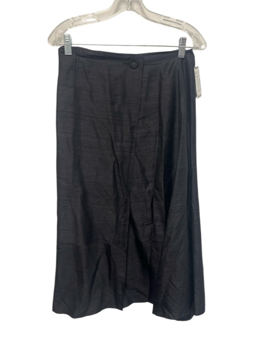 Julia Amory Size S Black Raw Silk Cross Over Button Close Front Slit Skirt Black / S