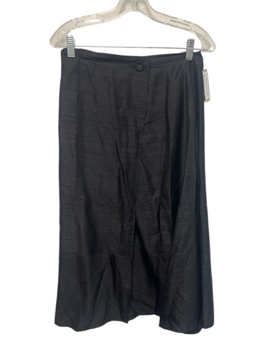 Julia Amory Size S Black Raw Silk Cross Over Button Close Front Slit Skirt Black / S