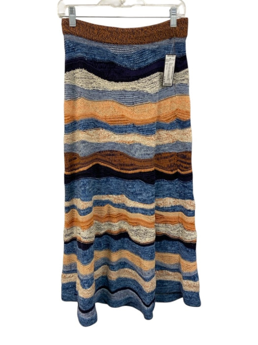 Ulla Johnson Size S Blue, Orange & White Cotton Blend Elastic Waistband Skirt Blue, Orange & White / S