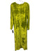 Julia Amory Size S Chartreuse Green Viscose Crushed Velvet V Neck Dress Chartreuse Green / S