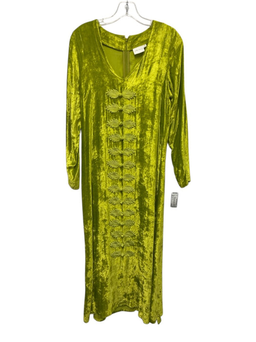 Julia Amory Size S Chartreuse Green Viscose Crushed Velvet V Neck Dress Chartreuse Green / S
