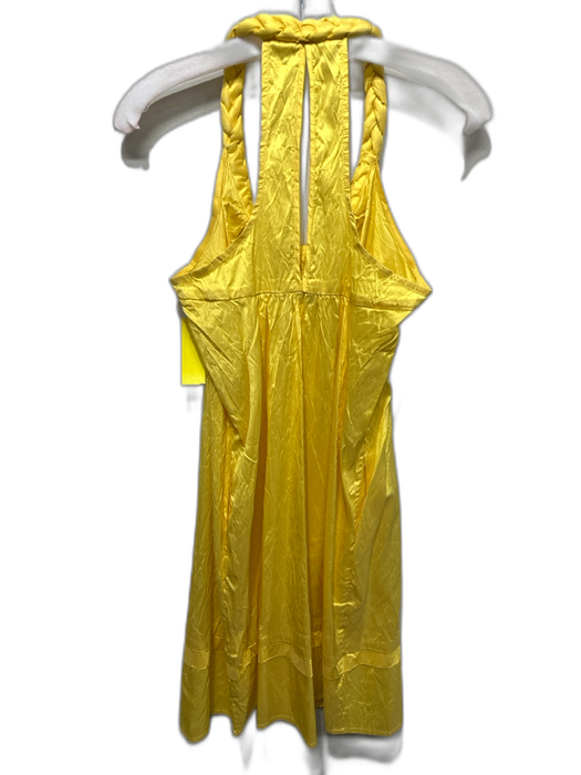 Christiane Celle Calypso Size S Yellow Silk Sleeveless Braid Detailing Dress Yellow / S