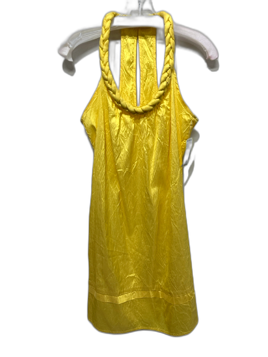 Christiane Celle Calypso Size S Yellow Silk Sleeveless Braid Detailing Dress Yellow / S