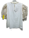 Sea New York Size XS White Silk & Cotton Short Puff Sleeve Ruffle mock neck Top White / XS