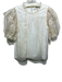 Sea New York Size XS White Silk & Cotton Short Puff Sleeve Ruffle mock neck Top White / XS