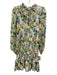 Shoshanna Size 2 Green, Blue, Red Polyester Long Sheer Sleeves Floral Dress Green, Blue, Red / 2