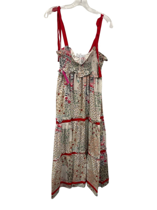 Hunter Bell Size XS White & Multi Cotton Tie Straps Mixed Floral Smocked Dress White & Multi / XS