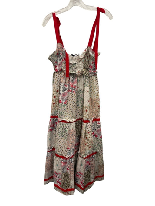 Hunter Bell Size XS White & Multi Cotton Tie Straps Mixed Floral Smocked Dress White & Multi / XS
