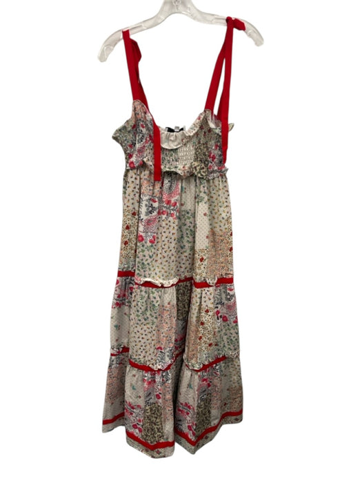 Hunter Bell Size XS White & Multi Cotton Tie Straps Mixed Floral Smocked Dress White & Multi / XS