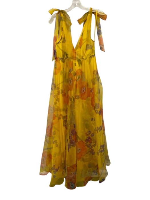 Staud Size 4 Yellow, Orange, Purple Polyester Sleeveless Floral Print Maxi Dress Yellow, Orange, Purple / 4