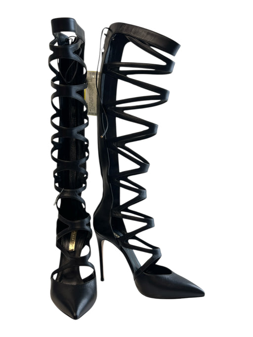 Casadei Shoe Size 7 Black Leather Zipper Back Gladiator Pointed Toe Shoes Black / 7
