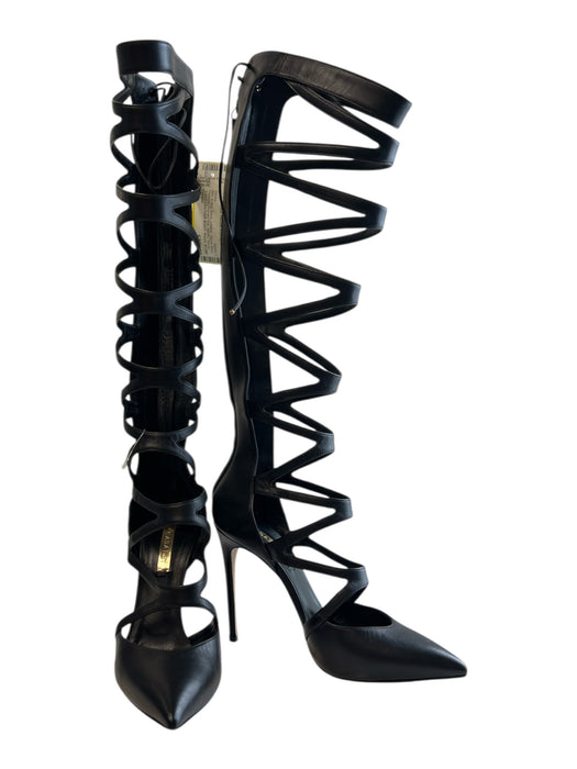 Casadei Shoe Size 7 Black Leather Zipper Back Gladiator Pointed Toe Shoes Black / 7