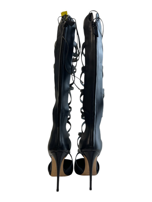 Casadei Shoe Size 7 Black Leather Zipper Back Gladiator Pointed Toe Shoes Black / 7