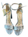 Sam Edelman Shoe Size 8 Silver & White Leather Snake Embossed Block Heel Sandals Silver & White / 8
