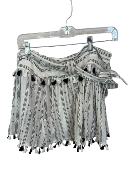 Dodo Bar Or Size S White & Black Cotton Fringe Belted Mini Skirt White & Black / S
