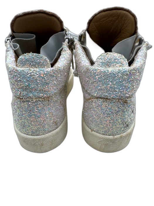 Guiseppe Zanotti Shoe Size 36 White & Iridescent Leather Glitter Sneakers White & Iridescent / 36