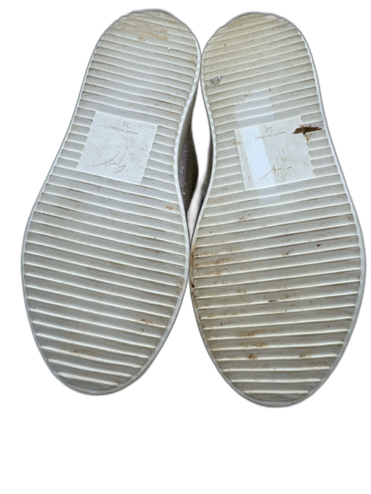 Guiseppe Zanotti Shoe Size 36 White & Iridescent Leather Glitter Sneakers White & Iridescent / 36