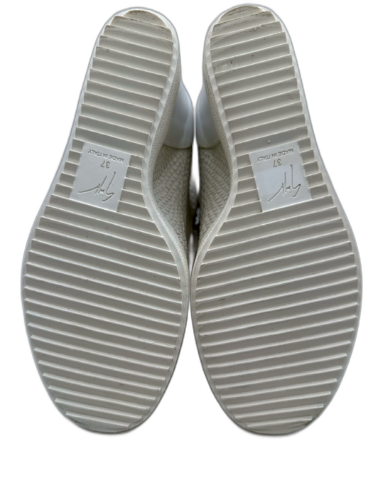 Guiseppe Zanotti Shoe Size 37 White & Gold Leather Snake Gold Zipper Sneakers White & Gold / 37