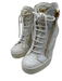 Guiseppe Zanotti Shoe Size 37 White & Gold Leather Snake Gold Zipper Sneakers White & Gold / 37