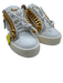Guiseppe Zanotti Shoe Size 36.5 White & Gold Leather Round Toe Low Top Sneakers White & Gold / 36.5