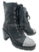 Christian Louboutin Shoe Size 38 Black & Silver Leather Rhinestone Booties Black & Silver / 38
