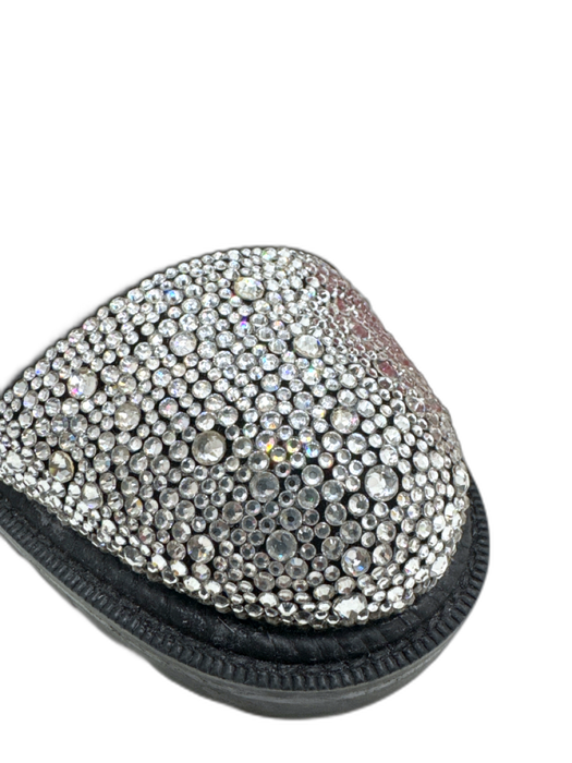 Christian Louboutin Shoe Size 38 Black & Silver Leather Rhinestone Booties Black & Silver / 38
