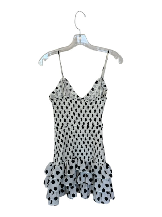 Lovers + Friends Size M Black & White Polyester Blend Polka Dots Ruffle Dress Black & White / M