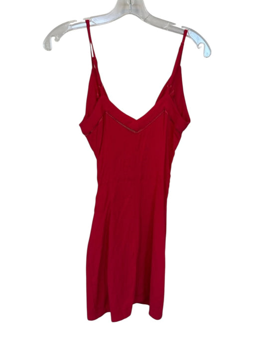 Free People Size XS Red Viscose V Neck Spaghetti Strap Buttons Mini Dress Red / XS