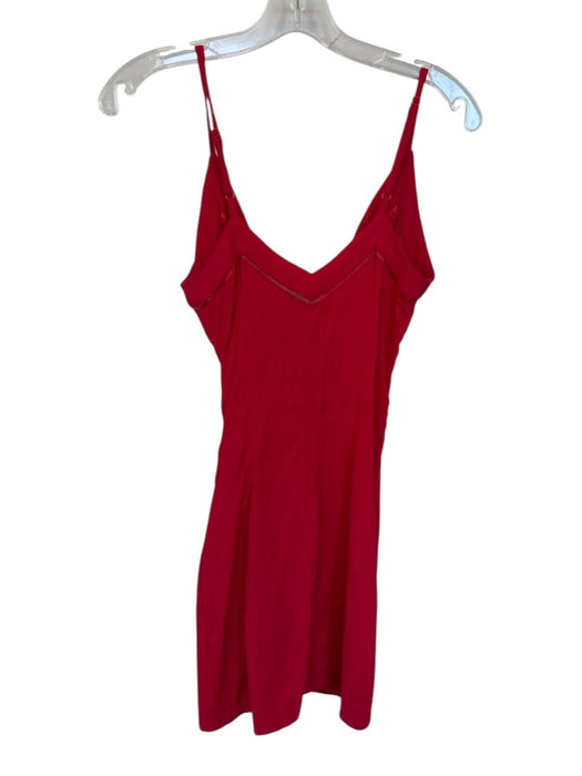 Free People Size XS Red Viscose V Neck Spaghetti Strap Buttons Mini Dress Red / XS