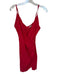 Free People Size XS Red Viscose V Neck Spaghetti Strap Buttons Mini Dress Red / XS
