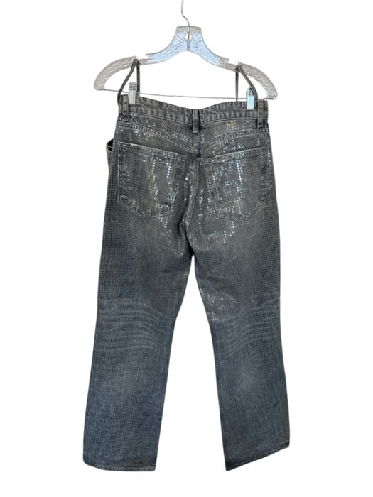 Zara Size 4 Grey Cotton Blend Sequin Detail Straight Cropped Pants Set Grey / 4