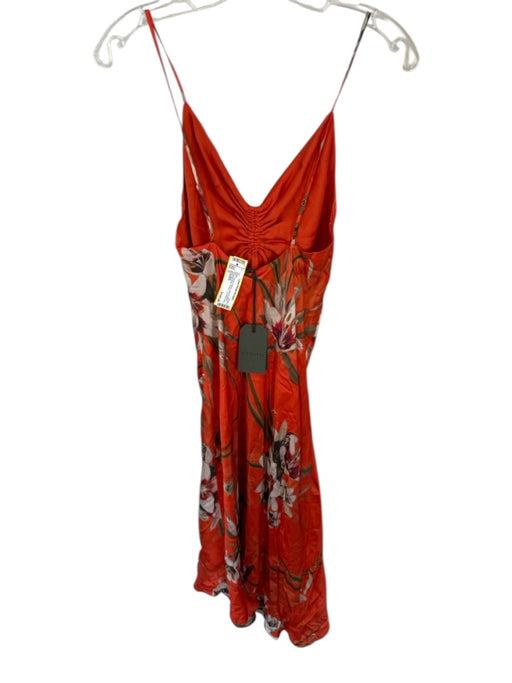 ALLSAINTS Size 0 Orange & Beige Viscose Blend Spaghetti Strap Flowers Maxi Dress Orange & Beige / 0