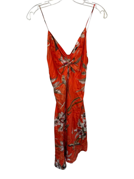 ALLSAINTS Size 0 Orange & Beige Viscose Blend Spaghetti Strap Flowers Maxi Dress Orange & Beige / 0