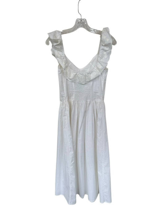 Frankies Bikinis Size XS White Cotton Blend Eyelet Smocked Back Zipper Dress White / XS