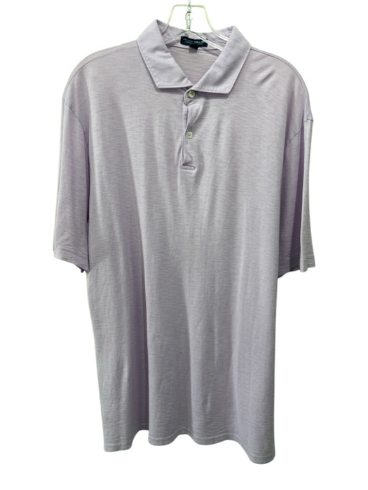 Peter Millar Size L Purple Cotton Solid Polo Men's Short Sleeve Purple / L