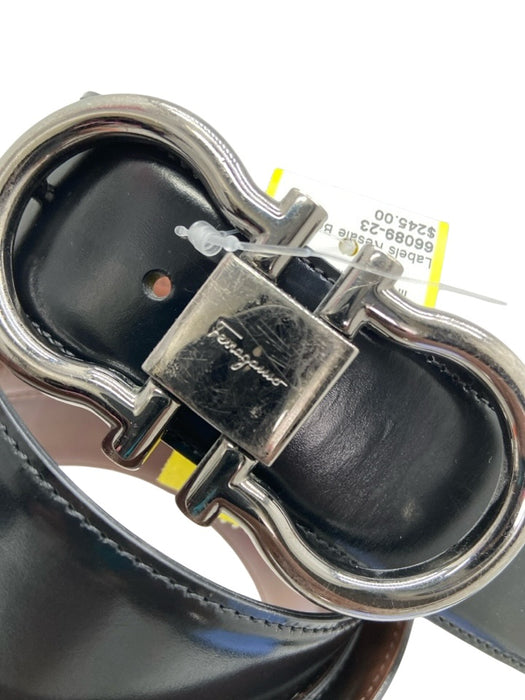 Ferragamo AS IS Black & Brown Leather Reversible Men's Belt Black & Brown