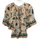 Ulla Johnson Size 10 teal, orange, cream Cotton Blend Short Ruffle Sleeve Top teal, orange, cream / 10